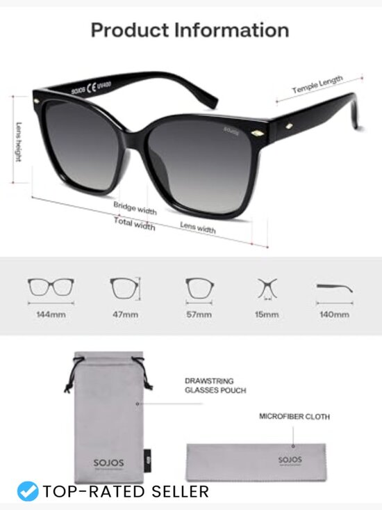 Oversized Square Polarized Sunglasses Retro 90s Trendy UV400 Unisex